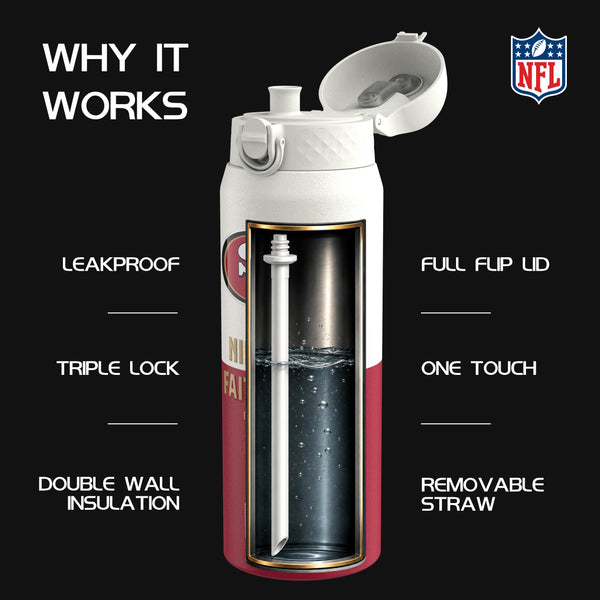 NFL x Ion8 Sports, Insulated Bottle, 50 Series, San Francisco 49ers, 750ml (24oz)