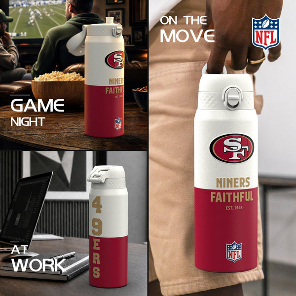 NFL x Ion8 Sports, Insulated Bottle, 50 Series, San Francisco 49ers, 750ml (24oz)