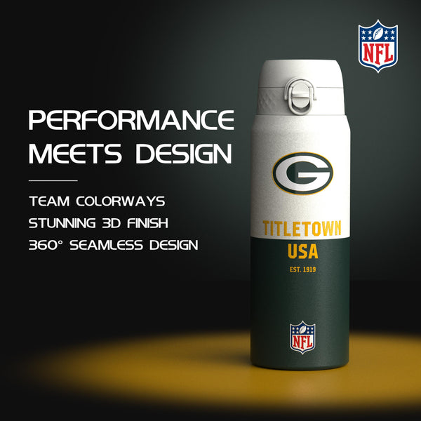 NFL x Ion8 Sports, Insulated Bottle, 50 Series, Green Bay Packers, 750ml (24oz)