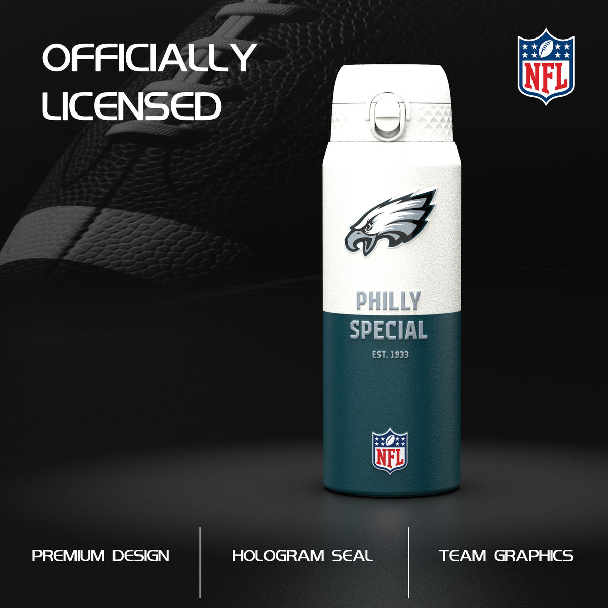 NFL x Ion8 Sports, Insulated Bottle, 50 Series, Philadelphia Eagles, 750ml (24oz)