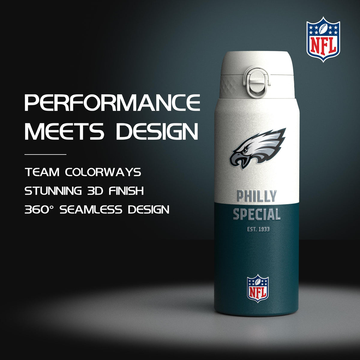 NFL x Ion8 Sports, Insulated Bottle, 50 Series, Philadelphia Eagles, 750ml (24oz)