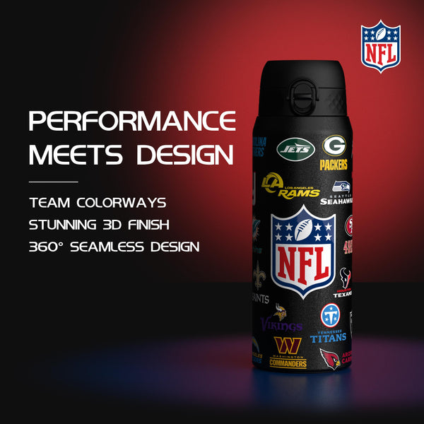 NFL x Ion8 Sports, Insulated Bottle, Logo Series, Multi Teams, 750ml (24oz)
