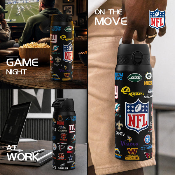 NFL x Ion8 Sports, Insulated Bottle, Logo Series, Multi Teams, 750ml (24oz)