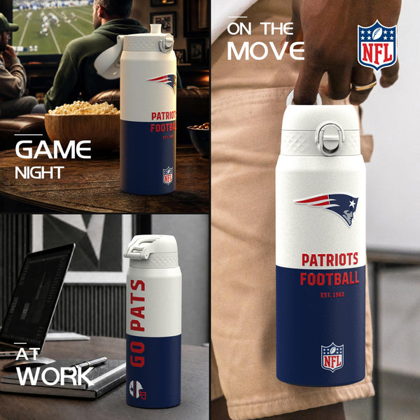 NFL x Ion8 Sports, Insulated Bottle, 50 Series, New England Patriots, 750ml (24oz)