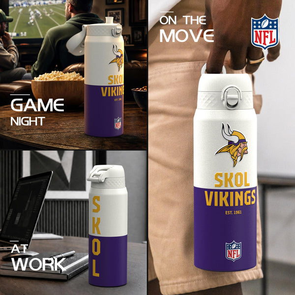 NFL x Ion8 Sports, Insulated Bottle, 50 Series, Minnesota Vikings, 750ml (24oz)