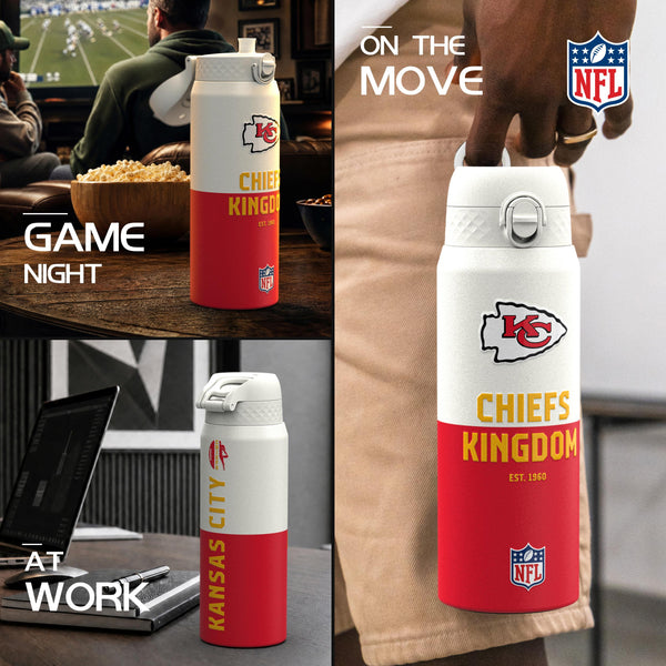 NFL x Ion8 Sports, Insulated Bottle, 50 Series, Kansas City Chiefs, 750ml (24oz)