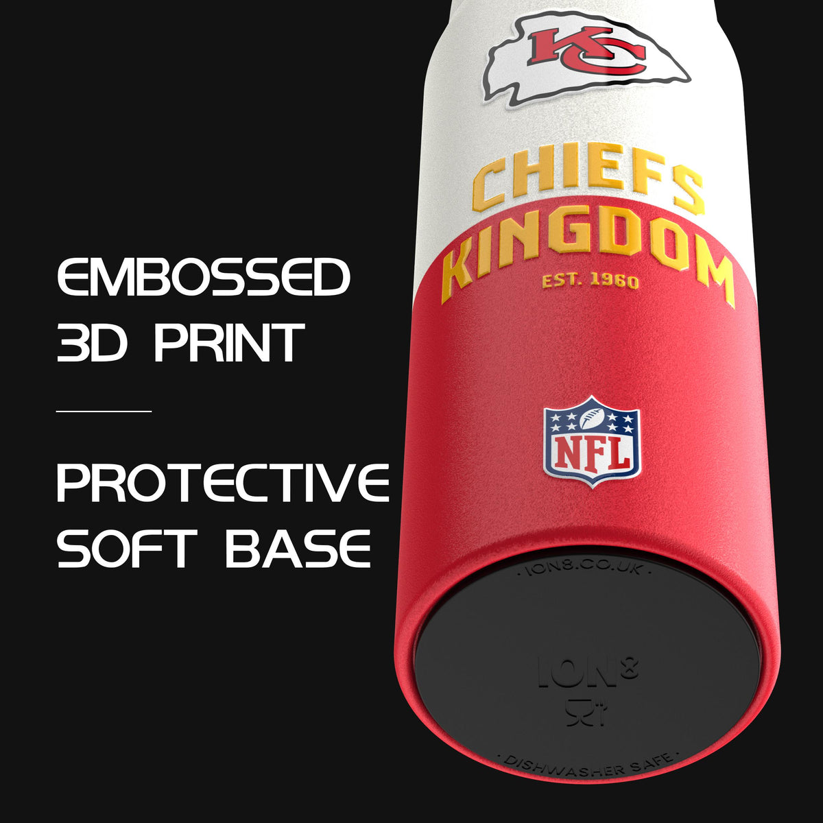 NFL x Ion8 Sports, Insulated Bottle, 50 Series, Kansas City Chiefs, 750ml (24oz)