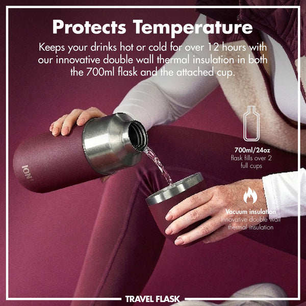 Luma Vacuum Insulated, Flask & Mug, Blackberry, 700ml (24oz)
