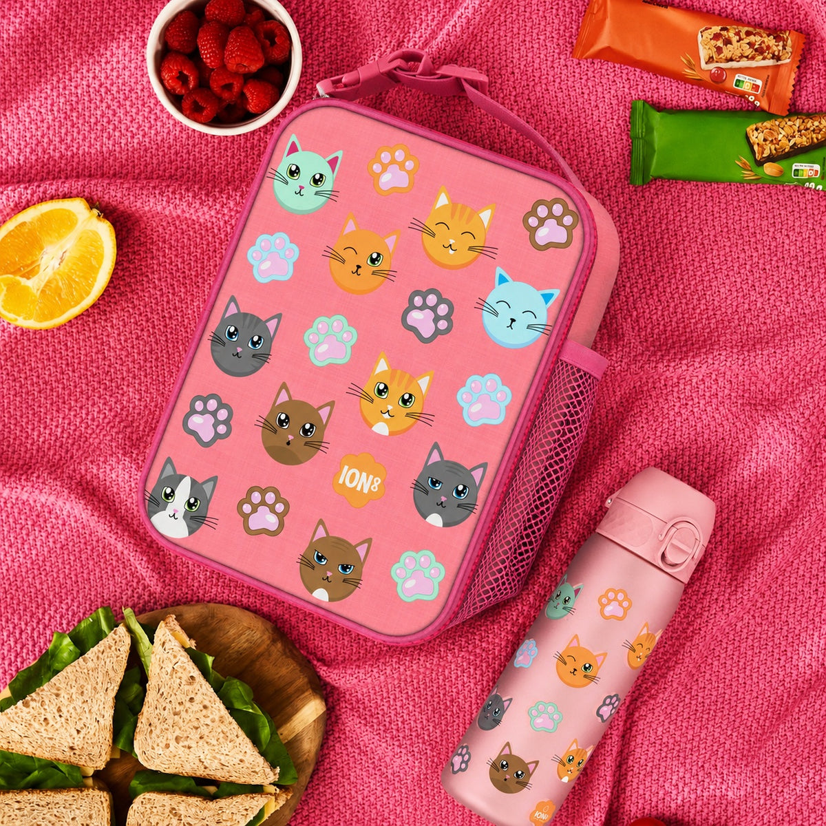 Kids Lunch Bag, Insulated, Cats, Medium
