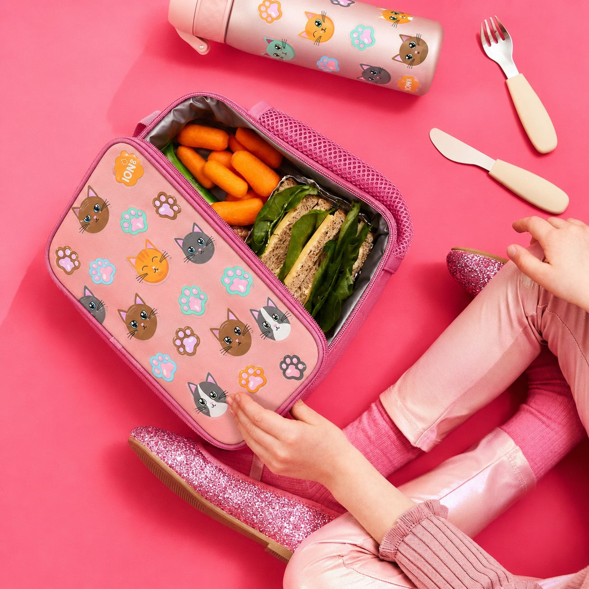 Kids Lunch Bag, Insulated, Cats, Medium
