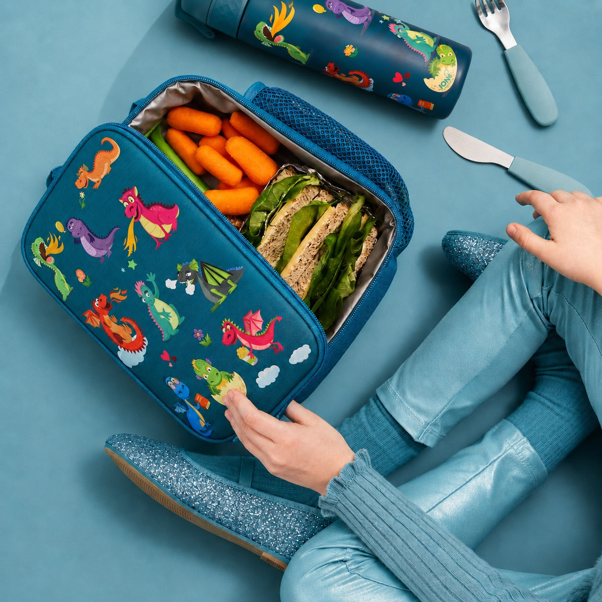 Kids Lunch Bag, Insulated, Dragons, Medium