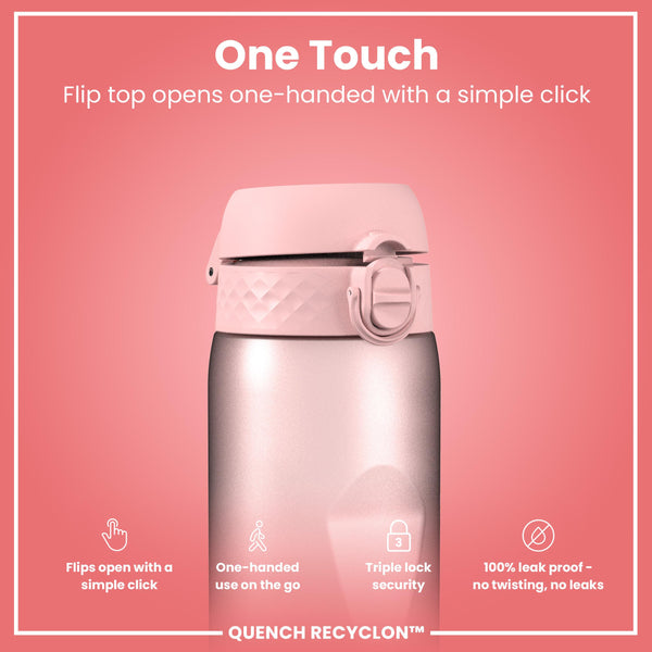 Leak Proof 1 Litre Water Bottle with Times to Drink, Recyclon, Rose, 1L