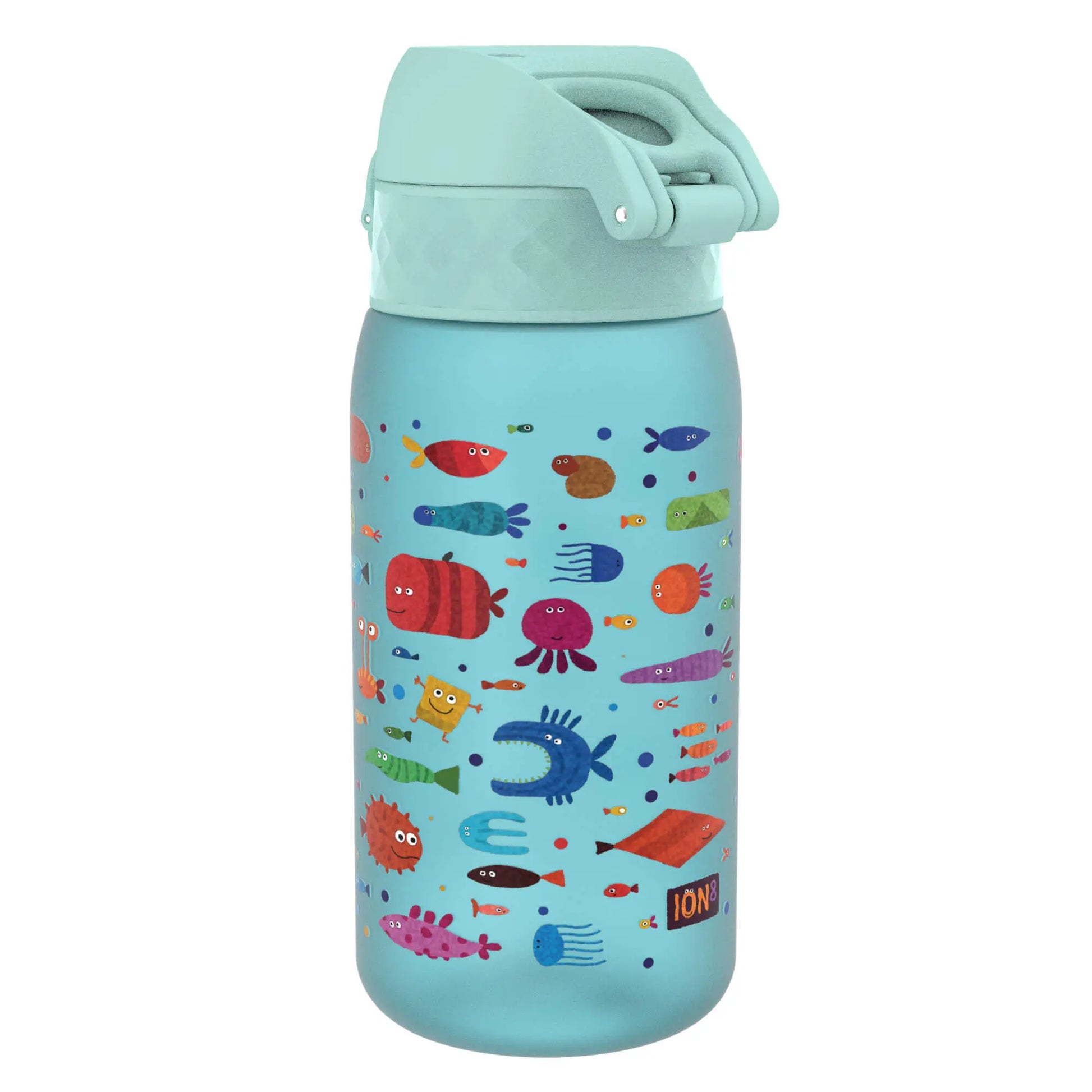 Back View of Ion8 Leak Proof Kids Water Bottle, BPA Free, Fish, 400ml (13oz)