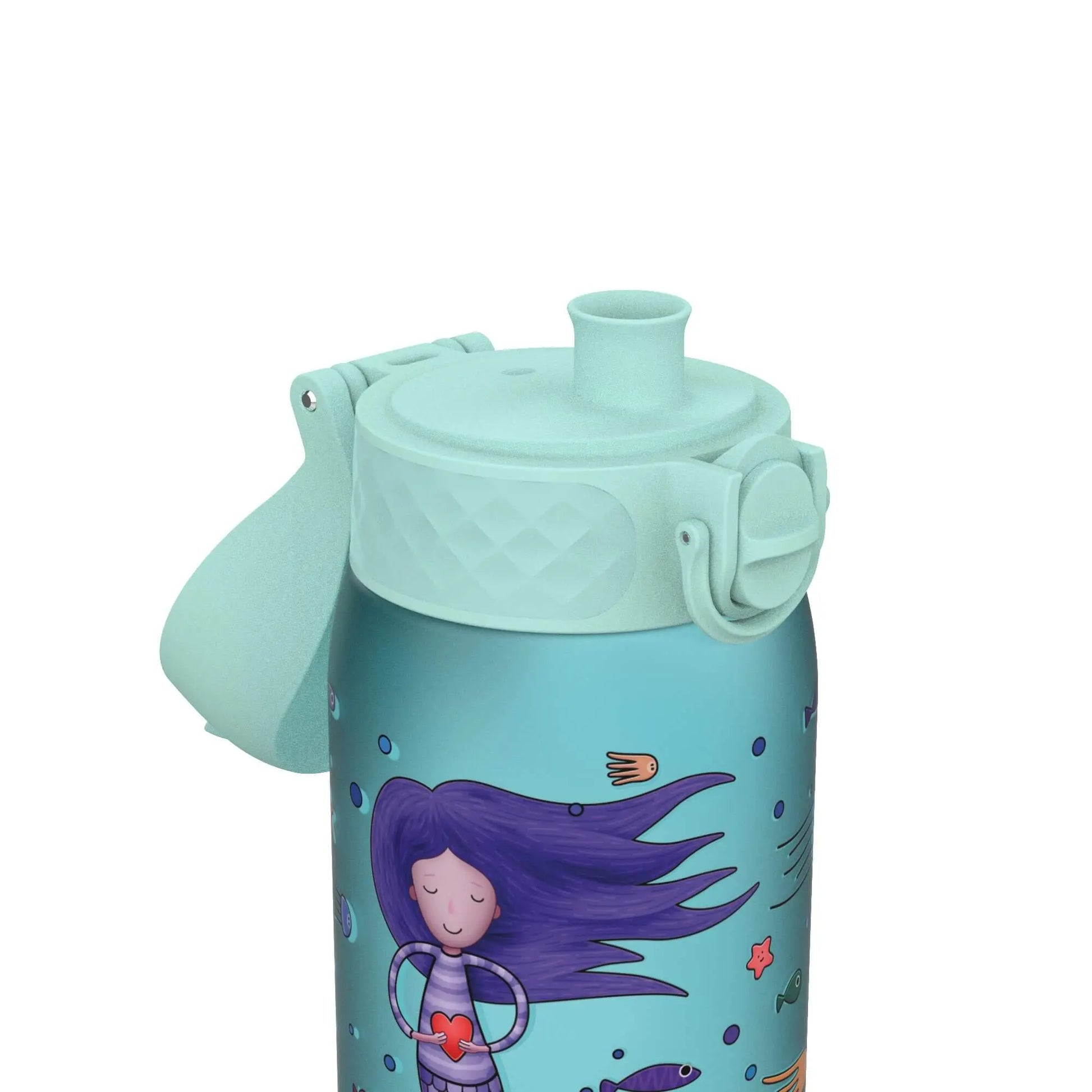 Open View of Ion8 Leak Proof Kids Water Bottle, BPA Free, Mermaid, 400ml (13oz