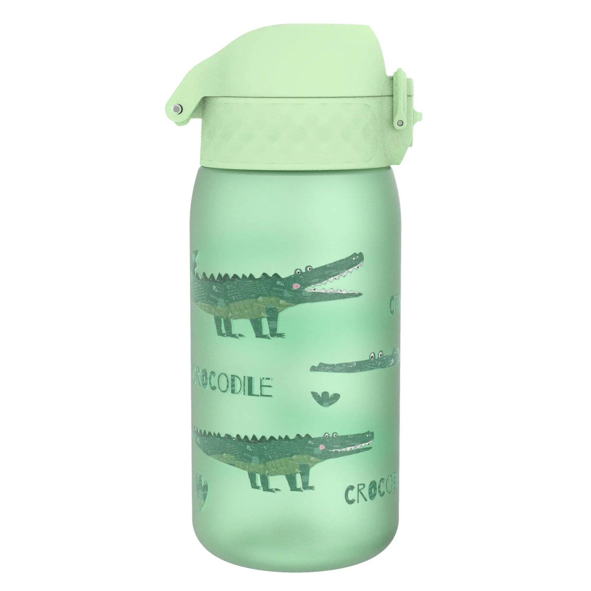 Side View of Ion8 Leak Proof Kids Water Bottle, BPA Free, Crocodiles, 400ml (13oz)