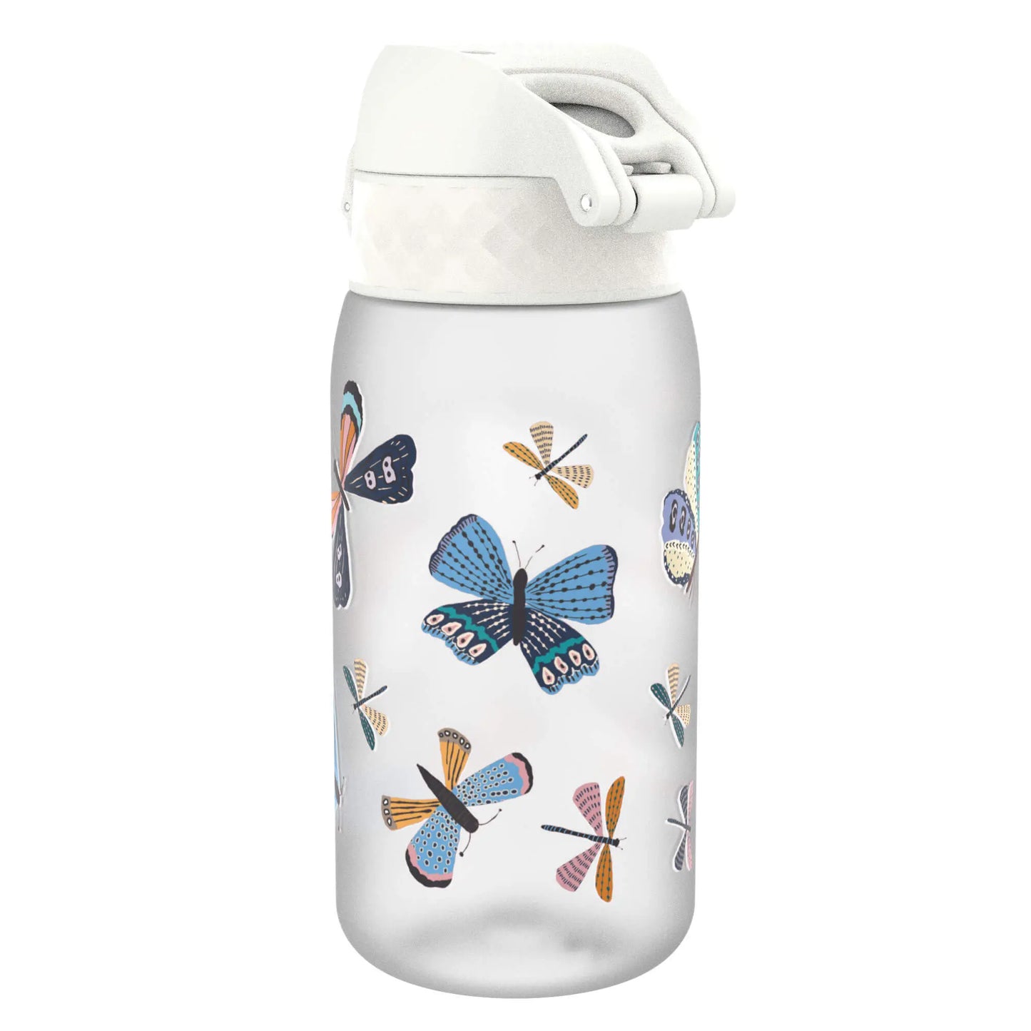 Back View of Ion8 Leak Proof Kids Water Bottle, BPA Free, Butterflies, 400ml (13oz)