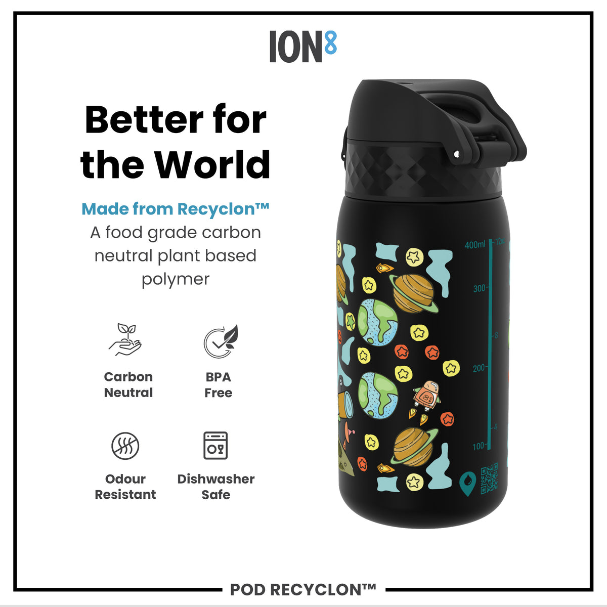 Leak Proof Kids Water Bottle, Recyclon, Space, 350ml (12oz)