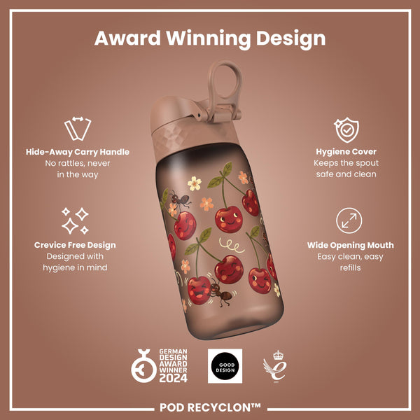 Leak Proof Kids Water Bottle, Recyclon, Cherries, 350ml (12oz)