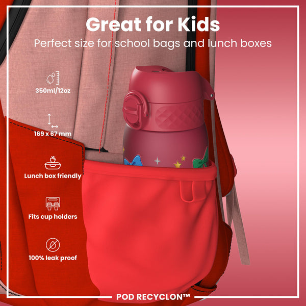 Leak Proof Kids Water Bottle, Recyclon, Bows, 350ml (12oz)