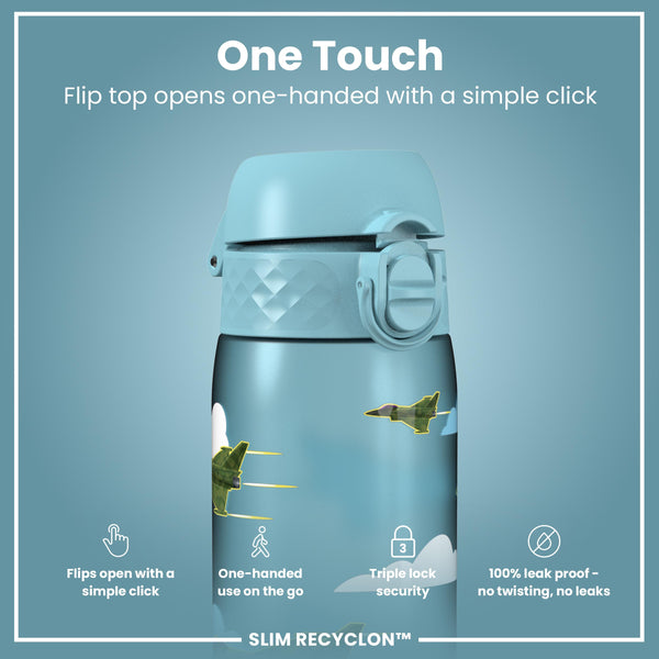 Leak Proof Slim Water Bottle, Recyclon, Fighter Jets, 500ml (18oz)