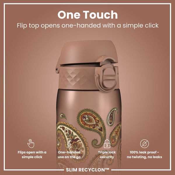 Leak Proof Slim Water Bottle, Recyclon, Paisley, 500ml (18oz)