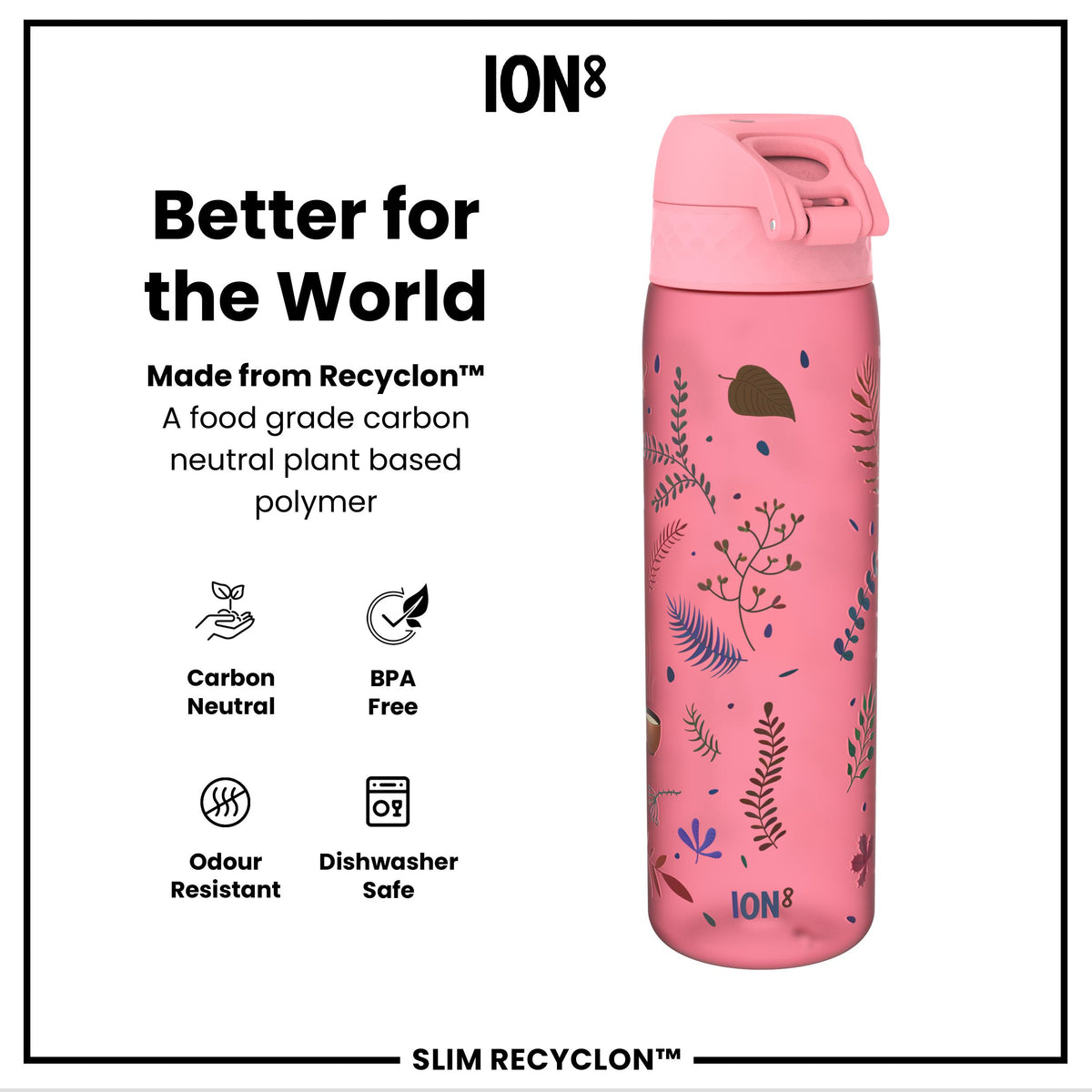 Leak Proof Slim Water Bottle, Recyclon, Flamingos, 500ml (18oz)