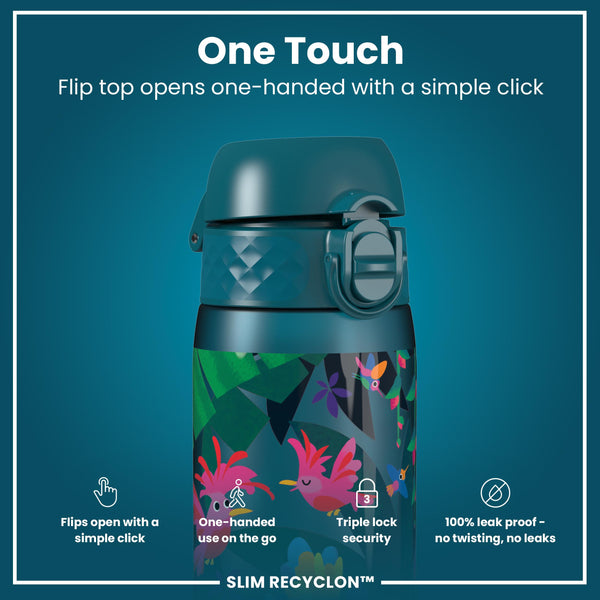 Leak Proof Slim Water Bottle, Recyclon, Exotic Birds, 500ml (18oz)