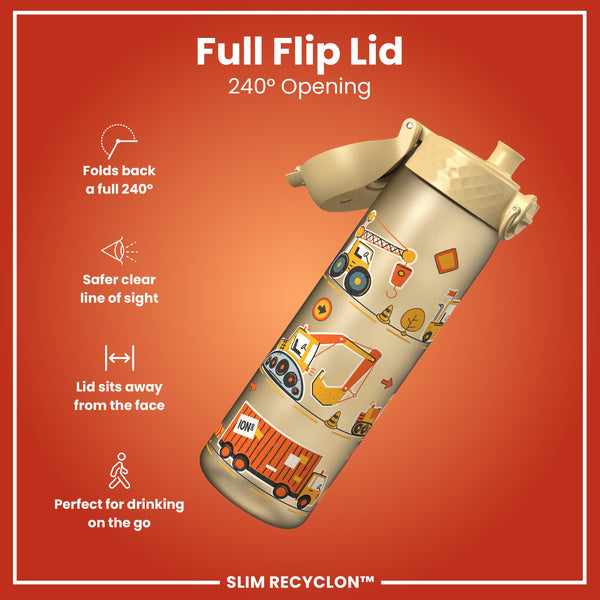 Leak Proof Slim Water Bottle, Recyclon, Construction, 500ml (18oz)