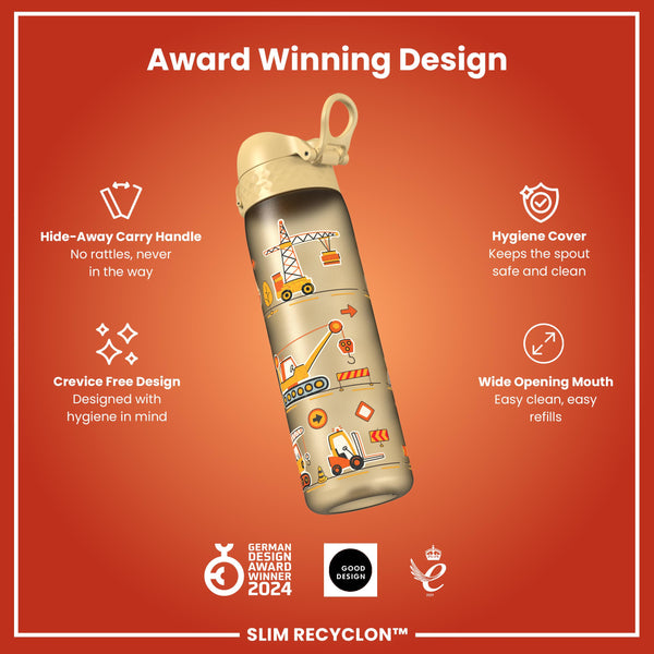 Leak Proof Slim Water Bottle, Recyclon, Construction, 500ml (18oz)