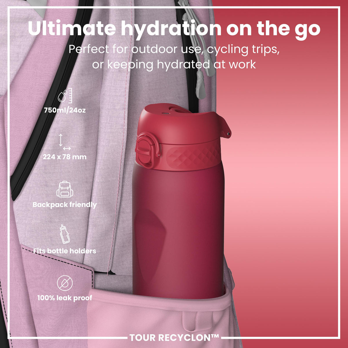 Bottle, Recyclon, Viva Magenta, 750ml