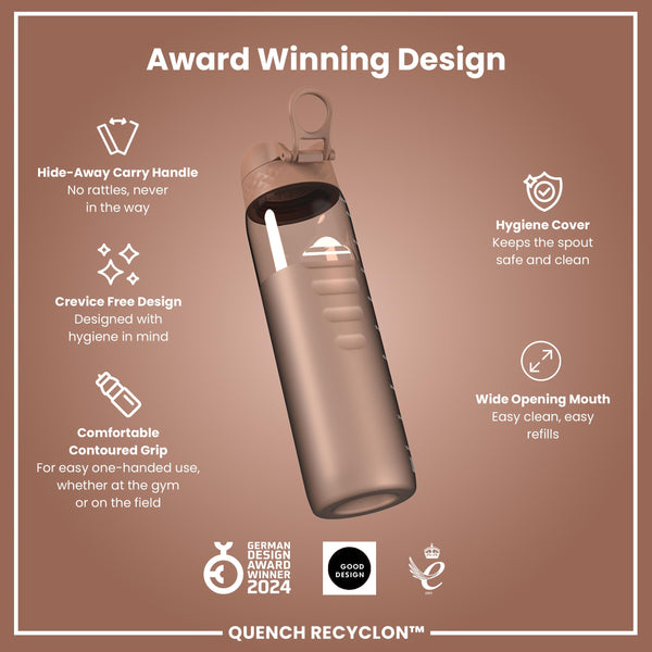 Leak Proof 1 litre Water Bottle, Recyclon, Half-Cut, Mocha, 1L