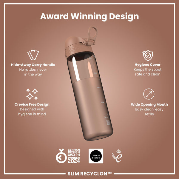 Leak Proof Slim Water Bottle, Recyclon, Half-Cut, Mocha, 500ml (18oz)