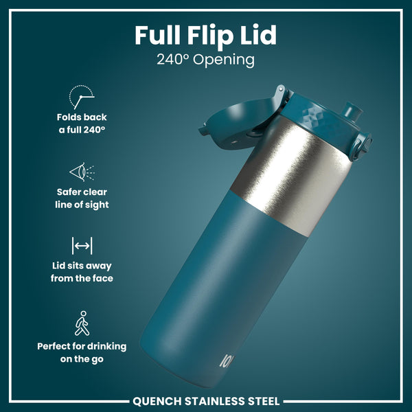 Leak Proof 1 Litre Thermal Water Bottle, Insulated, Half-Cut, Teal, 1L