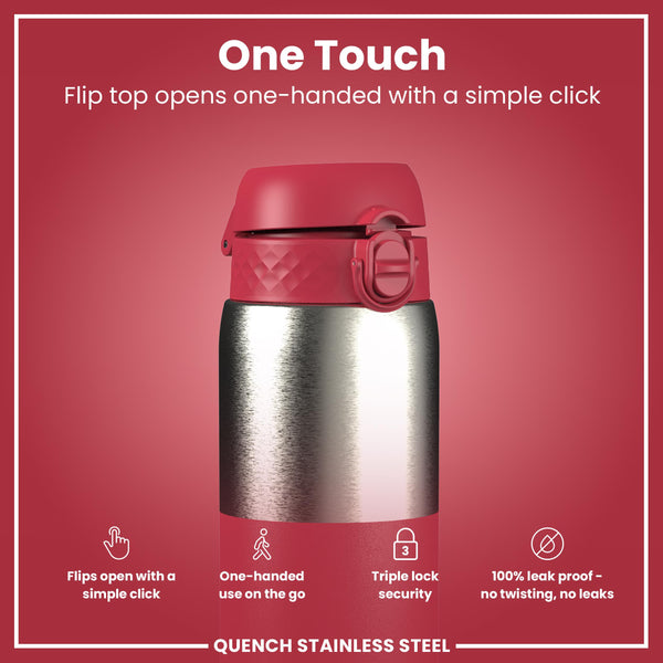 Leak Proof 1 Litre Thermal Water Bottle, Insulated, Half-Cut, Magenta, 1L