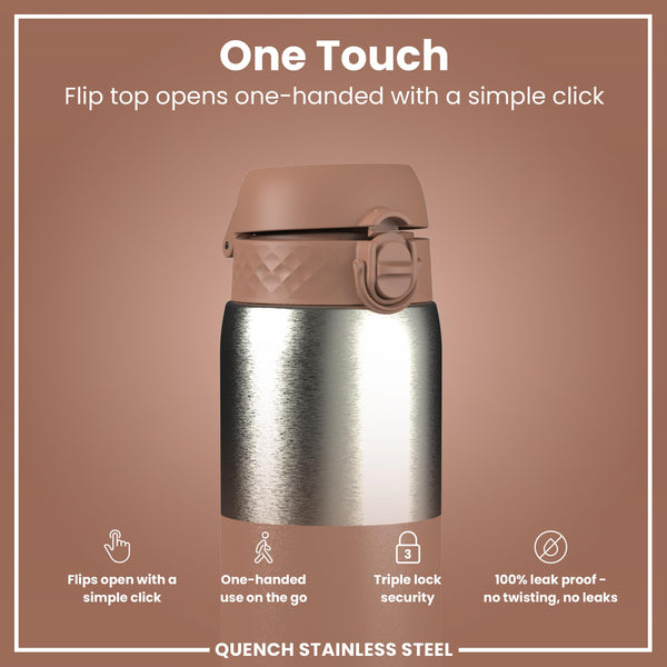Leak Proof 1 Litre Water Bottle, Stainless Steel, Mocha, 1L