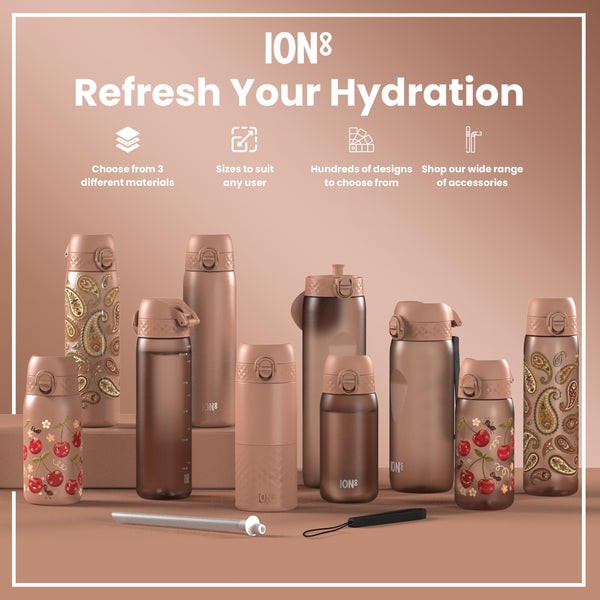 Leak Proof Slim Water Bottle, Stainless Steel, Mocha, 600ml (20oz)