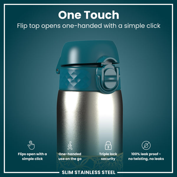 Leak Proof Slim Water Bottle, Stainless Steel, Half-Cut, Mandalas, 600ml (20oz)