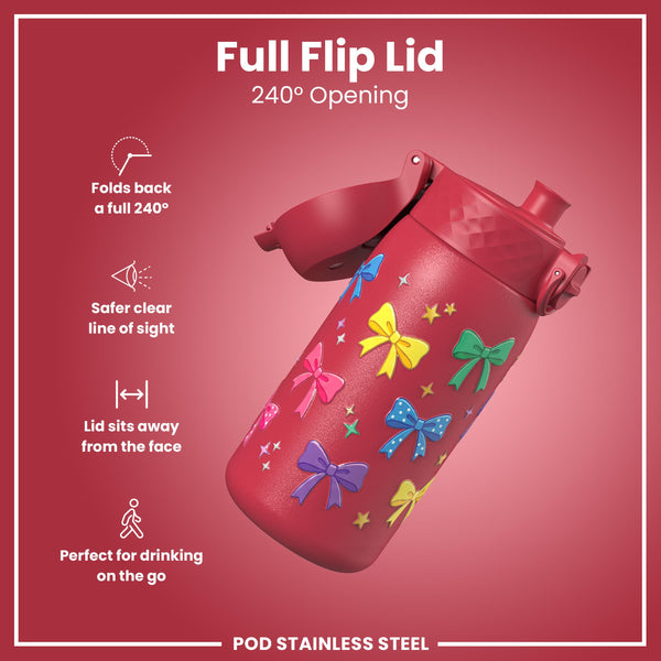 Leak Proof Water Bottle, Stainless Steel, Bows, 400ml (13oz)