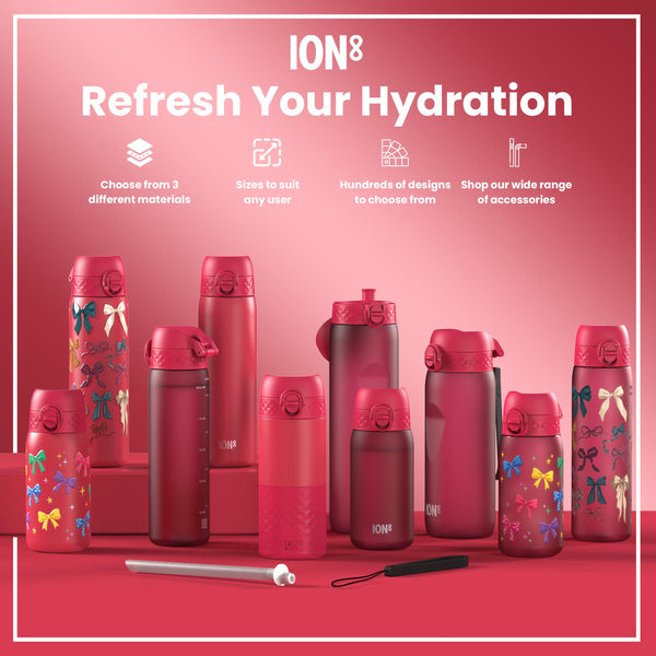 Leak Proof Water Bottle, Stainless Steel, Bows, 400ml (13oz)