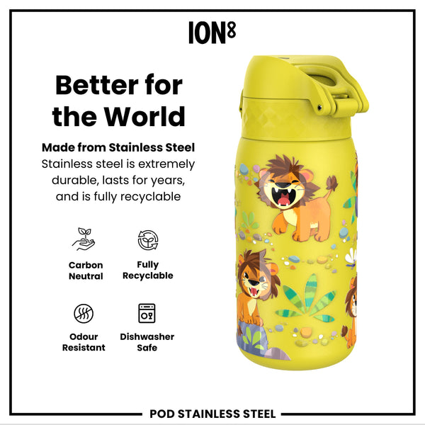 Leak Proof Water Bottle, Stainless Steel, Lions, 400ml (13oz)