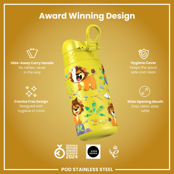 Leak Proof Water Bottle, Stainless Steel, Lions, 400ml (13oz)