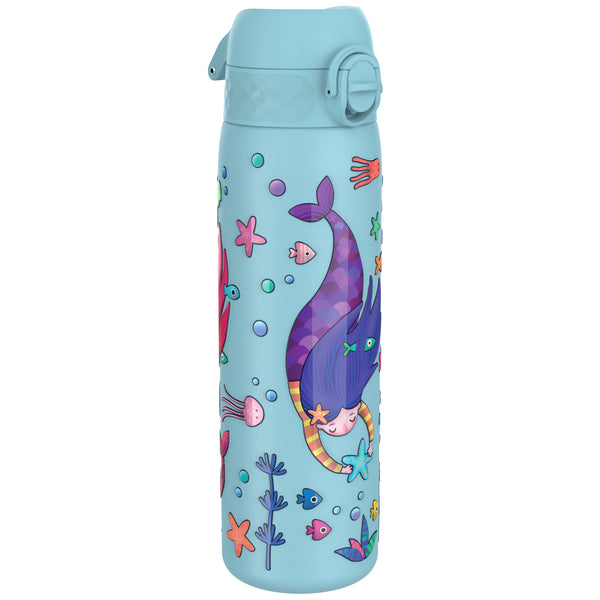 Leak Proof Slim Water Bottle, Stainless Steel, Mermaids, 600ml (20oz)