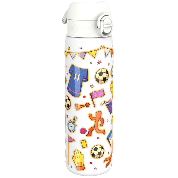 Leak Proof Slim Water Bottle, Stainless Steel, Football, 600ml (20oz)