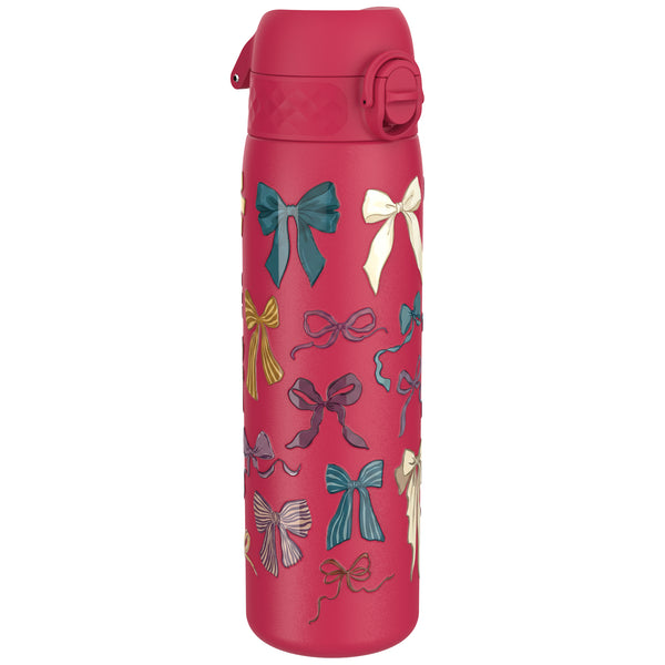 Leak Proof Slim Water Bottle, Stainless Steel, Bows, 600ml (20oz)