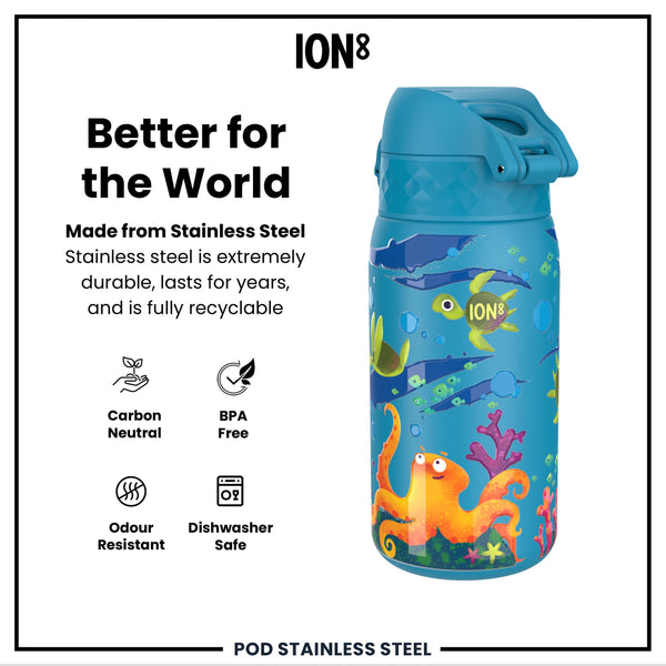 Leak Proof Thermal Steel Water Bottle, Insulated, Sea Turtles, 320ml (11oz)