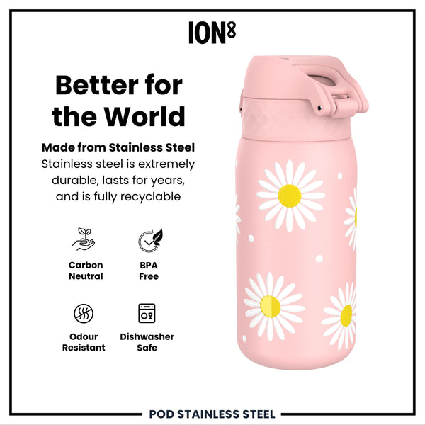 Leak Proof Thermal Steel Water Bottle, Insulated, Daisy, 320ml (11oz)