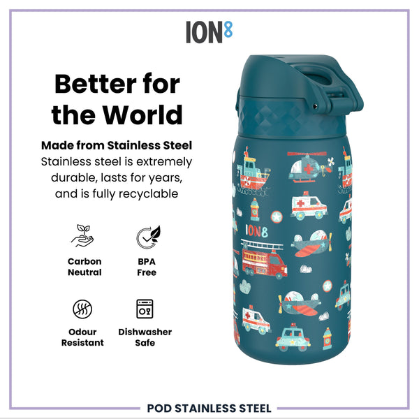 Leak Proof Thermal Steel Water Bottle, Insulated, Rescue Vehicles, 320ml (11oz)