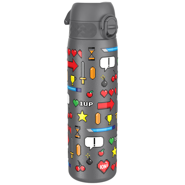 Leak Proof Slim Thermal Water Bottle, Insulated Steel, Gamer, 500ml (17oz)