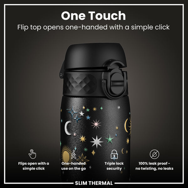 Leak Proof Slim Thermal Water Bottle, Insulated Steel, Celestial, 500ml (17oz)