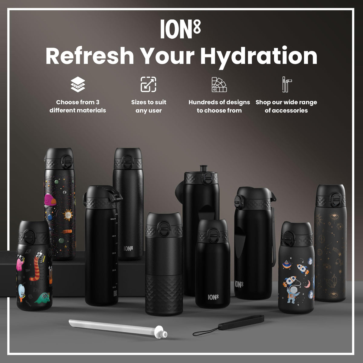Leak Proof Slim Thermal Water Bottle, Insulated Steel, Celestial, 500ml (17oz) — additional product photo